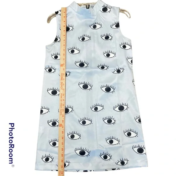 Choles Dresses | Choles Size Small Mini Dress Satin Club Cocktail Boho Hipster Comic Eyes Anime | Color: Black/Blue | Size: S | Pm-62869139'S Closet